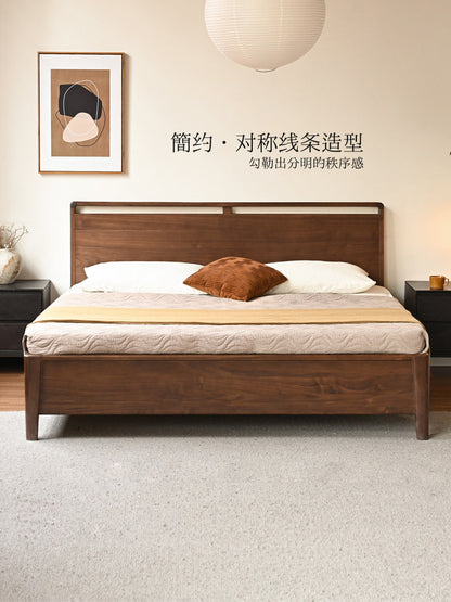 全实木床现代轻奢黑胡桃木储物箱体床北欧卧室家具双人床