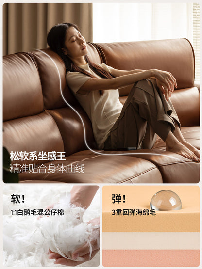 全真皮沙发客厅意式轻奢黑标转角横厅山海异形沙发