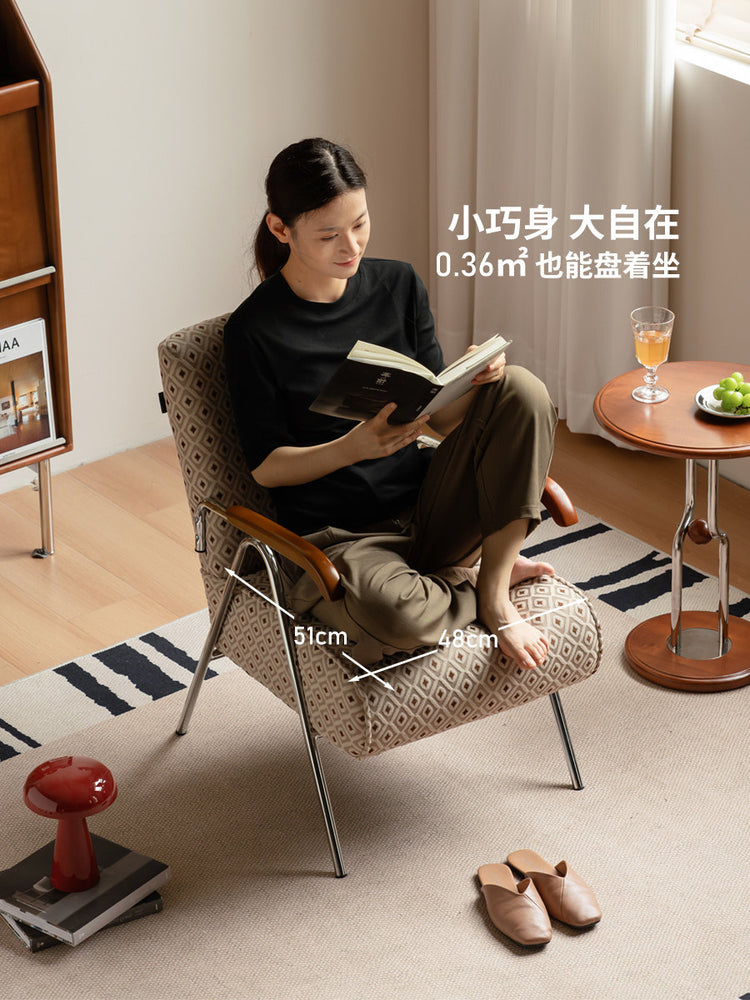 布艺沙发椅客厅复古单人椅阳台铁艺休闲椅小户型躺椅