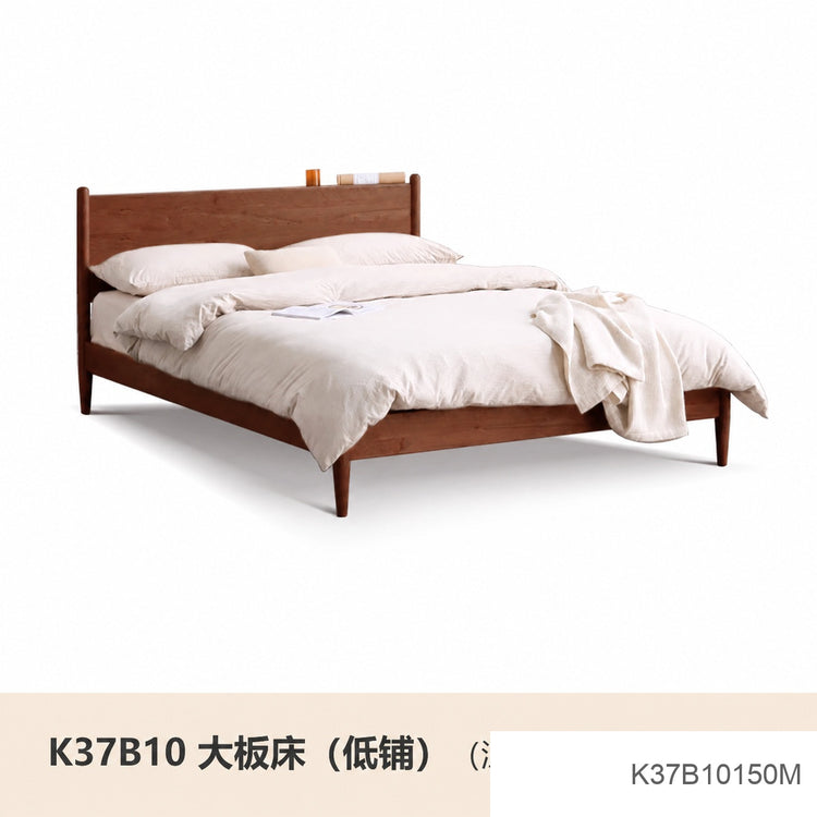 实木床现代简约樱桃木双人床日式卧室床1.5米床复古家具