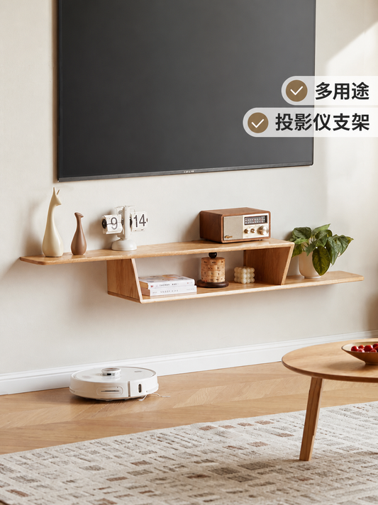 实木悬空窄电视柜简约客厅背景墙柜北欧壁挂置物架