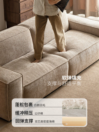布艺沙发客厅侘寂风豆腐块小户型三人位直排沙发