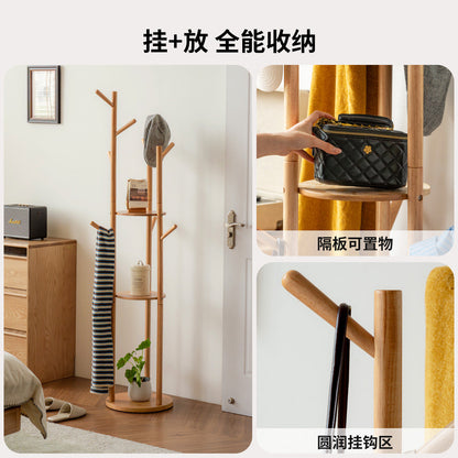 实木挂衣架现代简约树枝衣帽架卧室原木风落地置物架