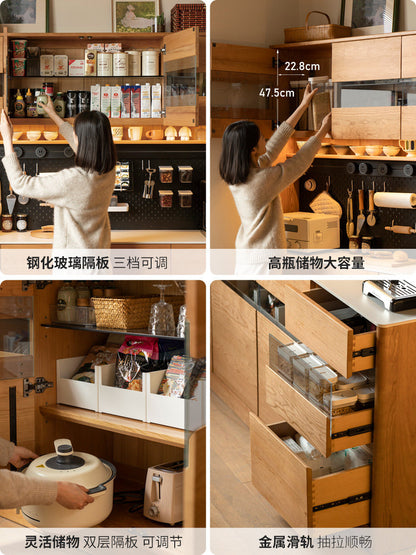 实木餐边柜大容量樱桃木茶水柜高柜黑标靠墙收纳柜碗柜