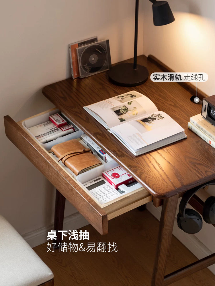 实木书桌小户型学生写字桌橡木小学习桌卧室化妆桌
