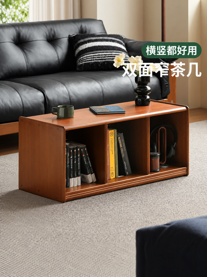 实木茶几客厅中古风边柜地柜小户型书柜落地收纳柜