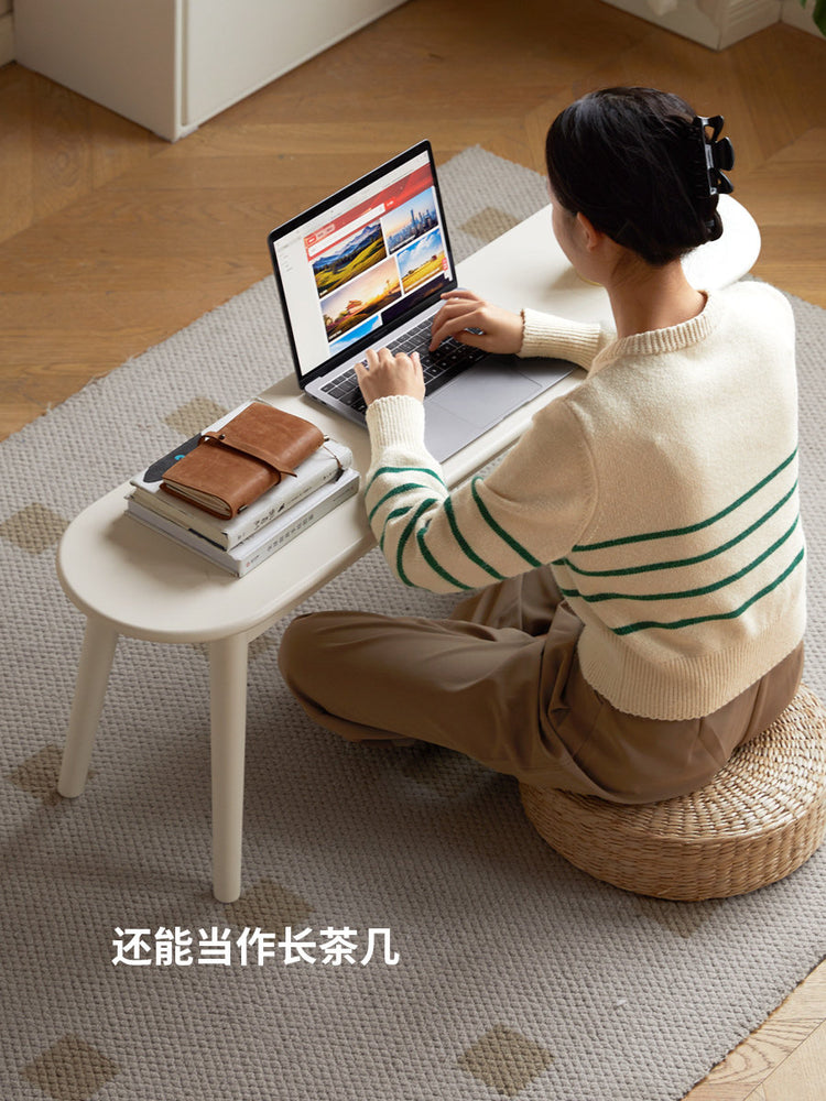 实木长条凳餐厅法式奶油风长凳简约休闲板凳白色凳子