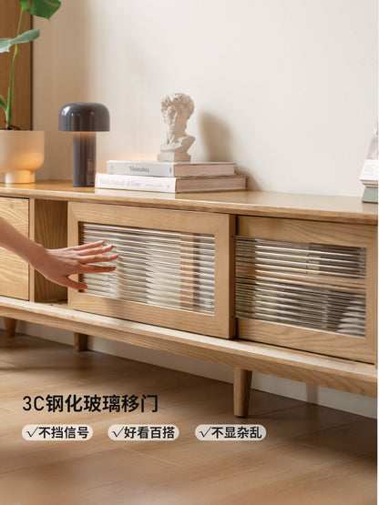 实木电视柜客厅现代简约收纳储物柜白蜡木小户型地柜