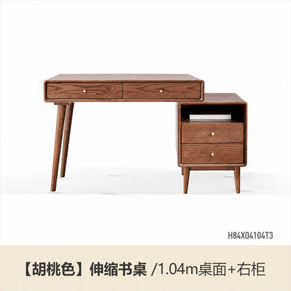 实木书桌小户型书房电脑桌橡木简约化妆桌可伸缩桌子
