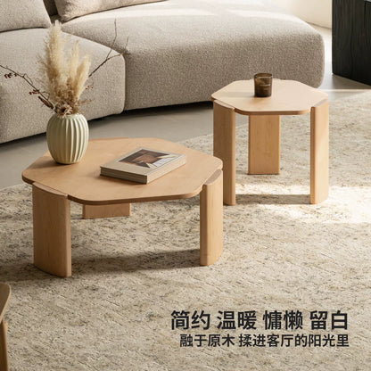 实木茶几客厅北欧简约不规则茶桌硬枫木大小组合茶台