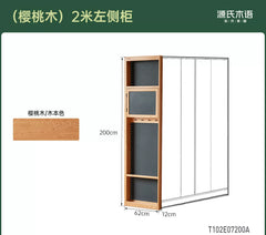 实木衣柜复古移门大衣橱卧室储物柜樱桃木推拉门柜子