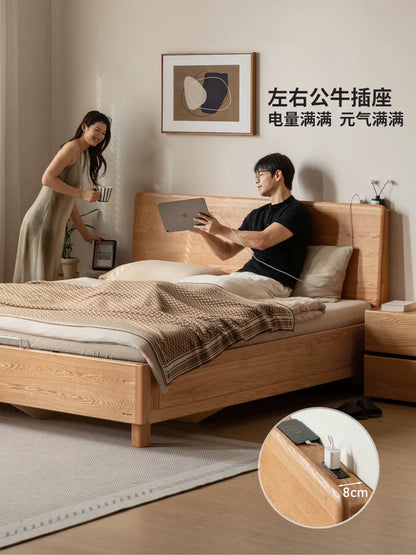 实木床卧室原木风箱体床多功能离地储物床橡木双人床