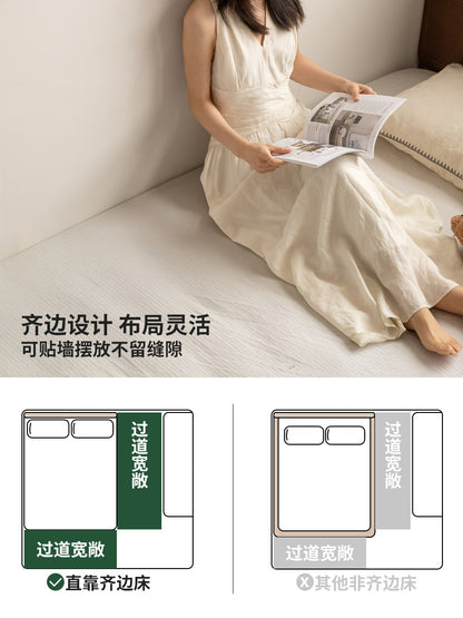 实木床现代简约橡木大板床卧室胡桃色大容量箱体床