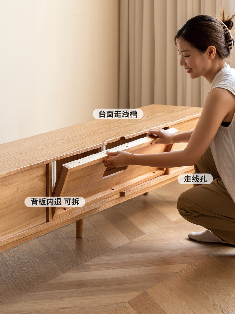 全实木电视柜高款客厅现代简约地柜小户型收纳储物柜