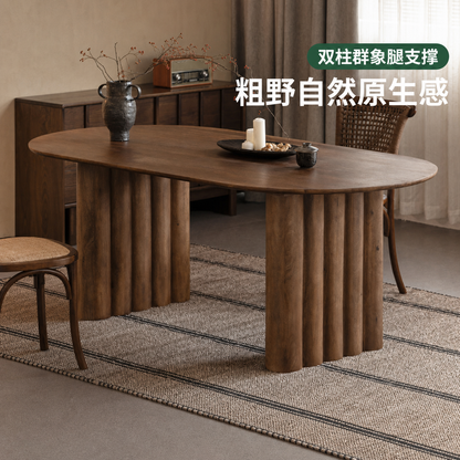 实木餐桌餐厅侘寂风原生态大板桌民宿设计师做旧茶室茶台