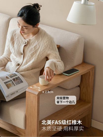 实木新中式三人沙发小户型简约现代客厅布艺沙发