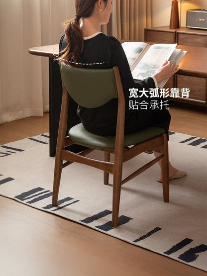 实木餐椅餐厅复古靠背椅休闲椅软包胡桃色椅子餐桌椅