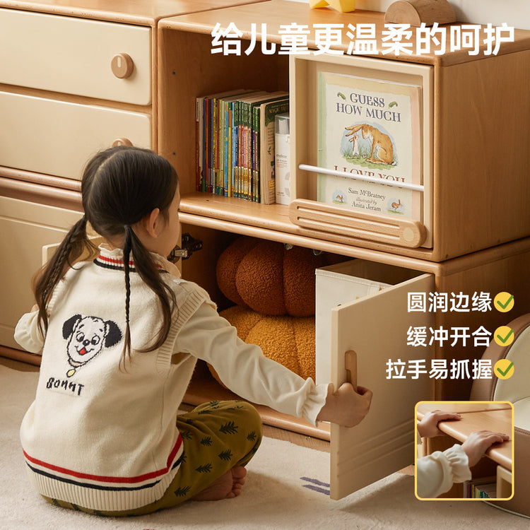 实木儿童书柜客厅自由组合收纳柜落地矮柜多功能储物柜