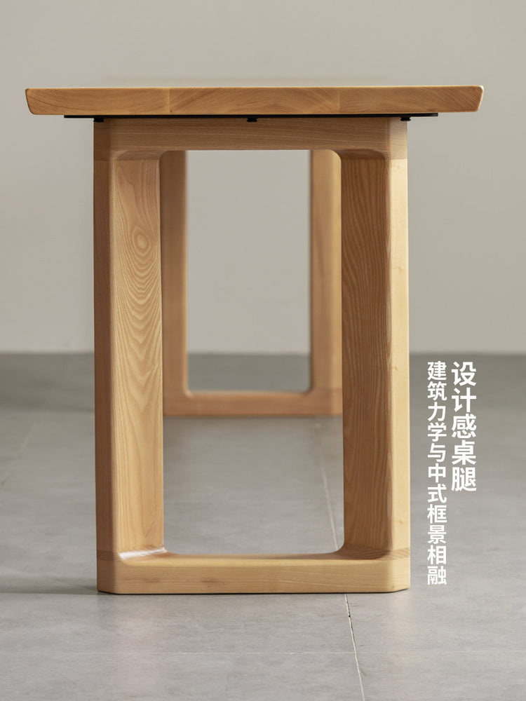 实木餐桌餐厅白蜡木自然边极窄大板桌简约沙发后长桌