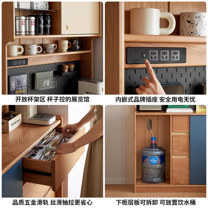 实木餐边柜小户型餐厅储物柜樱桃木复古收纳柜茶水柜