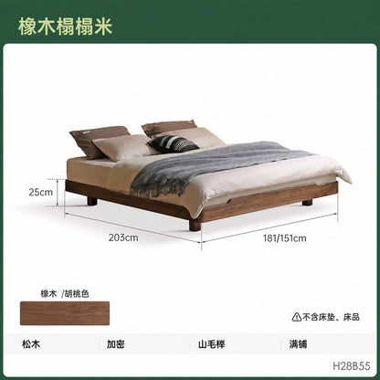 实木床卧室无床头榻榻米橡木夜光床现代简约双人床