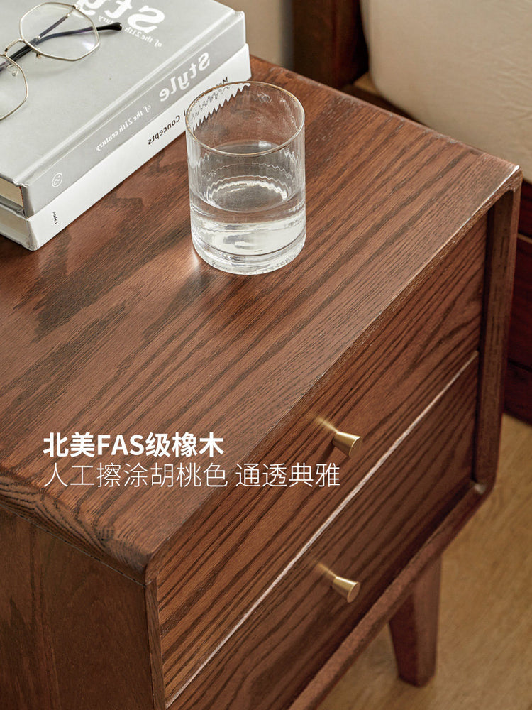 实木床头柜现代简约橡木多功能小柜子北欧卧室床边储物柜