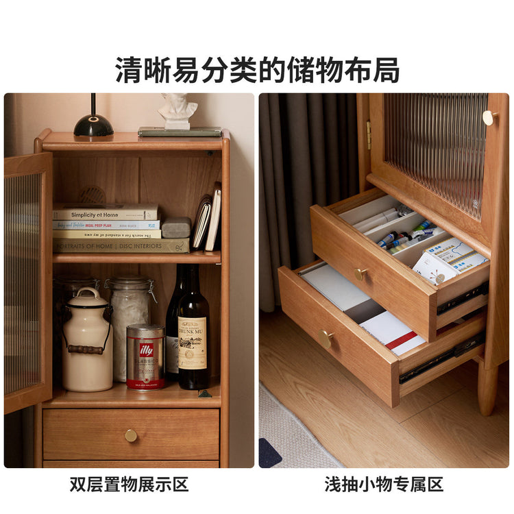 实木电视柜边柜樱桃木收纳柜客厅日式复古储物柜电视立柜