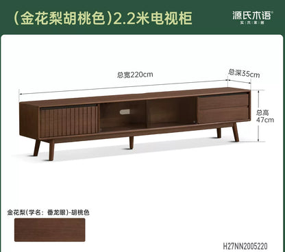 实木电视柜客厅意式轻奢收纳储物移门柜黑胡桃木地柜