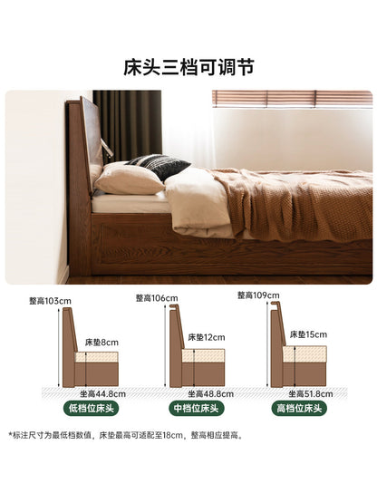 实木床现代简约双人床橡木多功能储物床卧室收纳床箱体床