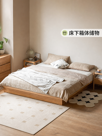 实木床无床头榻榻米床储物床悬浮床小户型落地收纳双人床