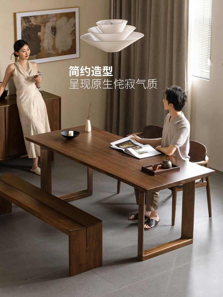 实木餐桌餐厅侘寂风自然边大板桌工作台乌金木饭桌