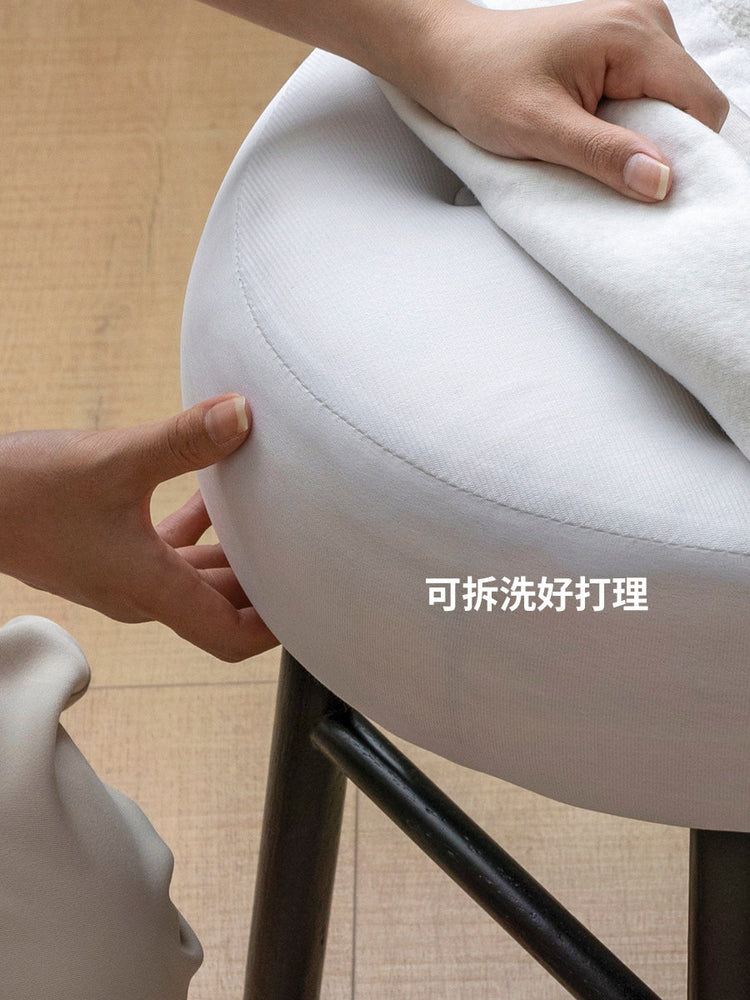 实木化妆凳北欧梳妆凳轻奢风白色圆凳卧室梳妆台换鞋凳