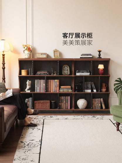 实木书柜书房法式复古置物柜客厅角落小边柜展示柜