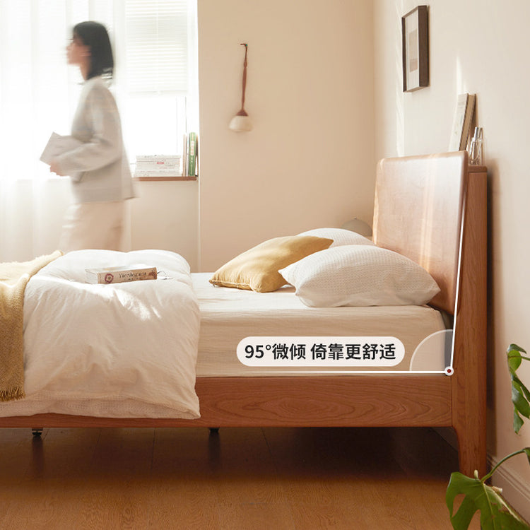 源也实卧室海鸥双人樱桃木床全实木床现代简约