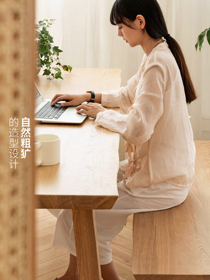 实木餐桌餐厅简约饭桌水曲柳桌长方形原木风餐桌椅组合