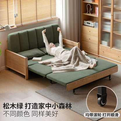 实木沙发床客厅现代简约坐卧两用小户型橡木折叠沙发