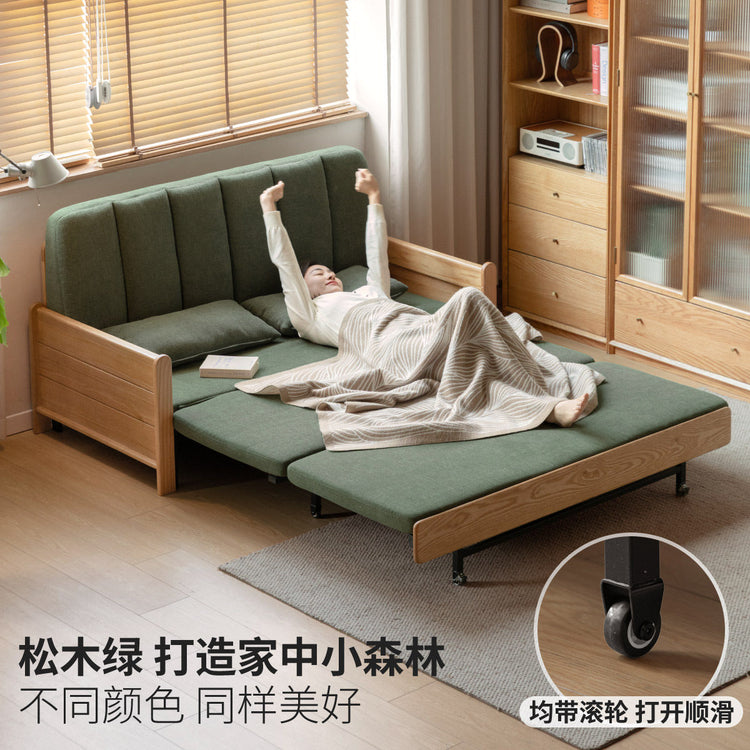 实木沙发床客厅现代简约坐卧两用小户型橡木折叠沙发