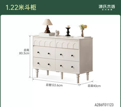 【25-Day Pre-order】Solid Wood Chest of Drawers, French Vintage Storage Cabinet, White Cream-Style Sideboard, Bedroom Bed-End Storage Cabinet