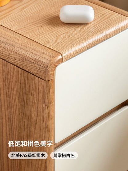 实木床头柜现代简约储物柜卧室夹缝收纳柜橡木柜子