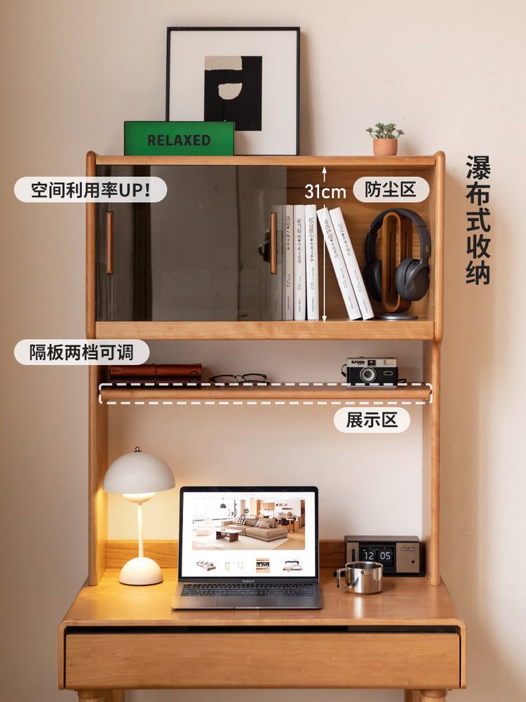 实木书桌小户型书房办公桌樱桃木简约电脑桌带抽桌子