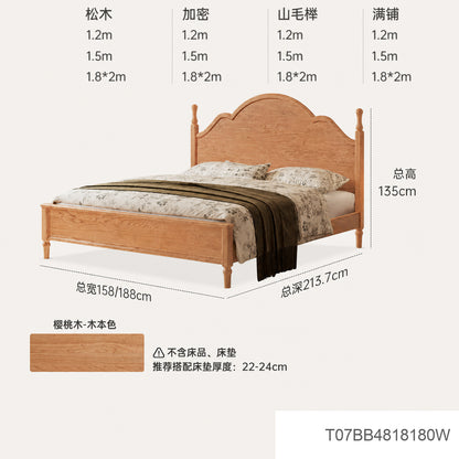 实木床法式复古大板床卧室樱桃木双人床1.8m1.5m大床