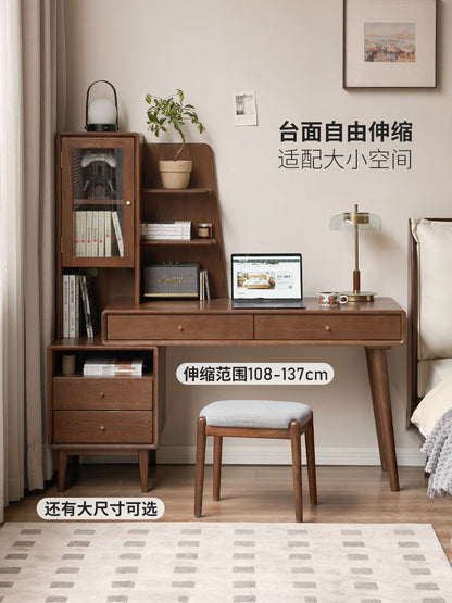 实木书桌小户型书房电脑桌橡木简约化妆桌可伸缩桌子