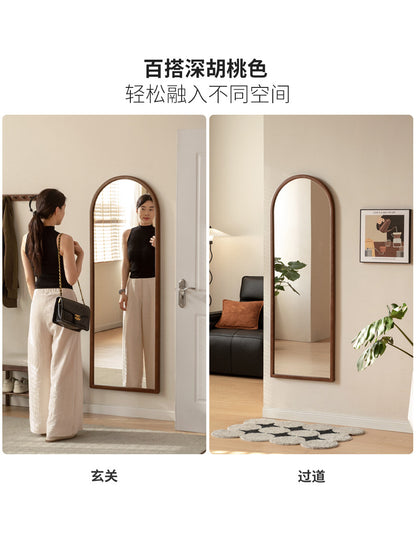 实木试衣镜现代简约宿舍全身镜卧室挂墙落地两用穿衣镜