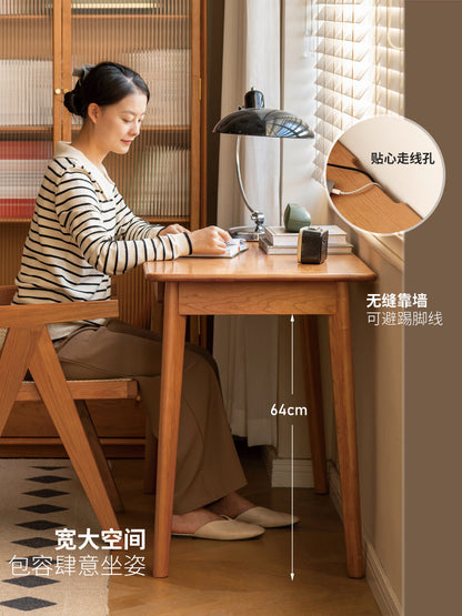 实木书桌带抽屉复古樱桃木电脑桌小户型学习桌办公桌