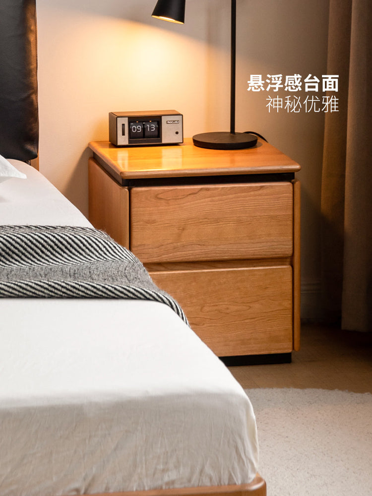 实木床头柜复古樱桃木卧室抽屉柜小户型落地床边柜