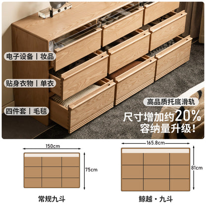 实木斗柜现代简约边柜卧室白蜡木储物柜黑标抽屉柜