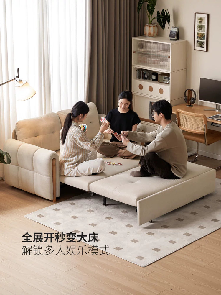 布艺沙发床客厅奶油风白色坐卧两用沙发多功能伸缩床