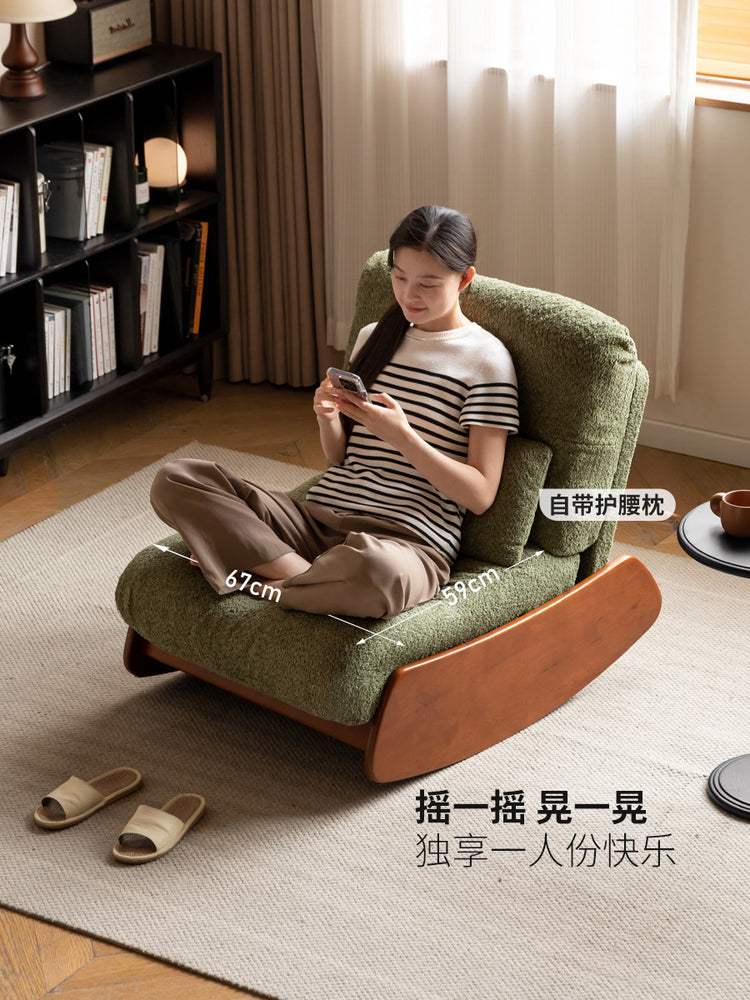 实木沙发椅客厅中古风懒人沙发阳台摇摇椅复古休闲椅