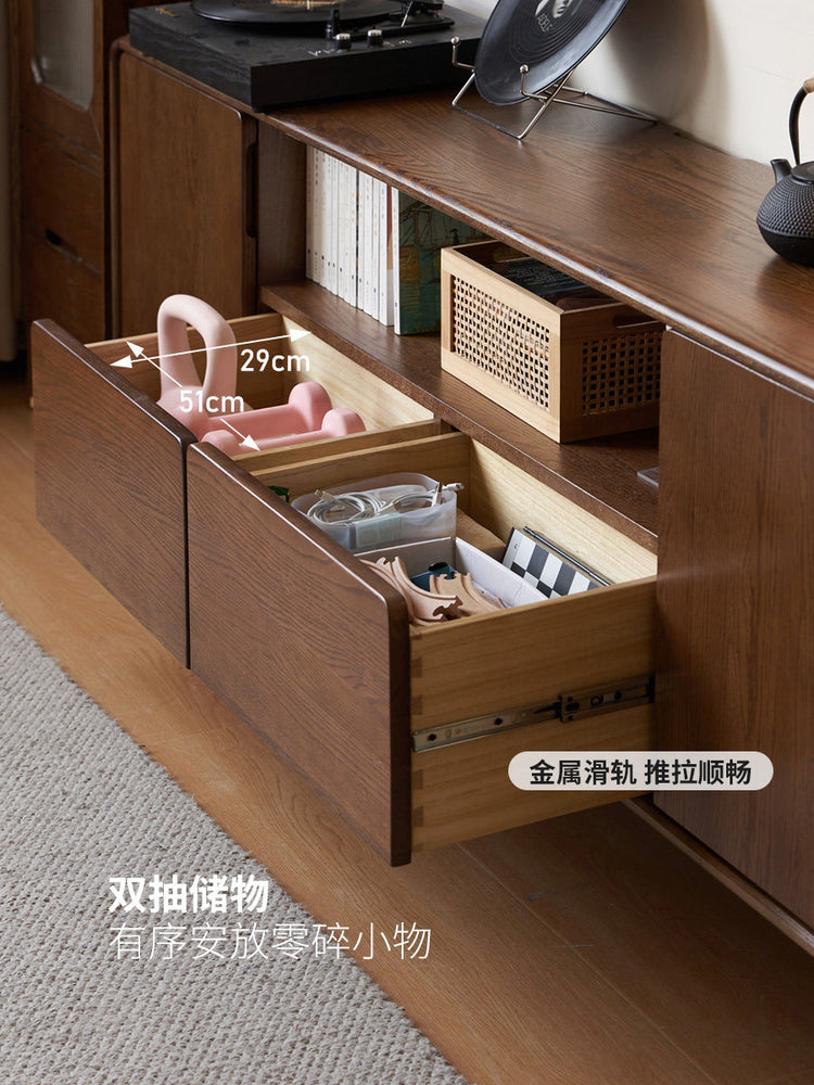 实木电视柜高款橡木胡桃色小户型卧室储物柜客厅地柜