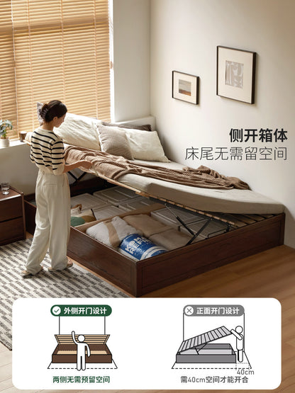 实木床现代简约榻榻米无床头箱体床卧室侧开储物床